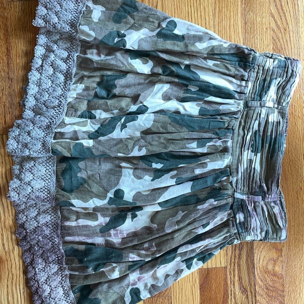 Blue and Gray Ruffled Skater Mini Skirt